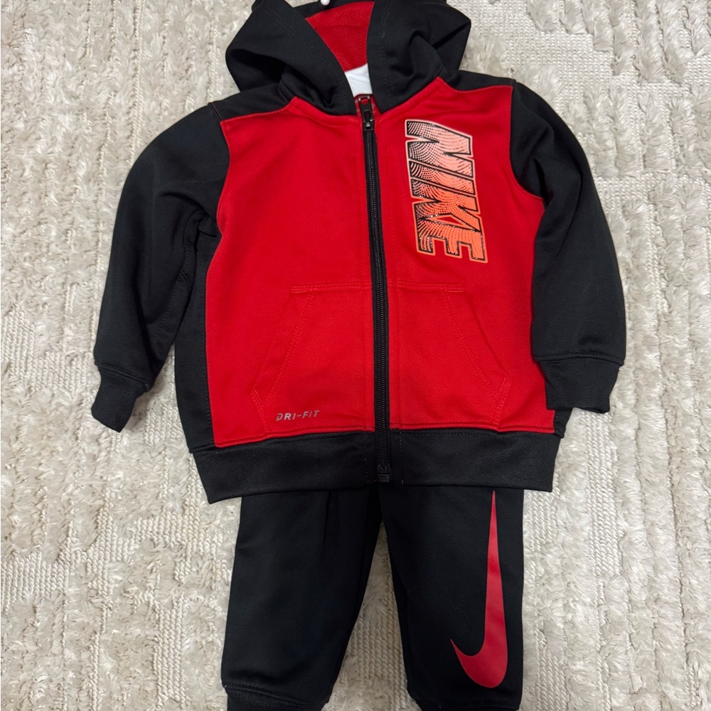 Nike Kids Red and Black Hoodie Set